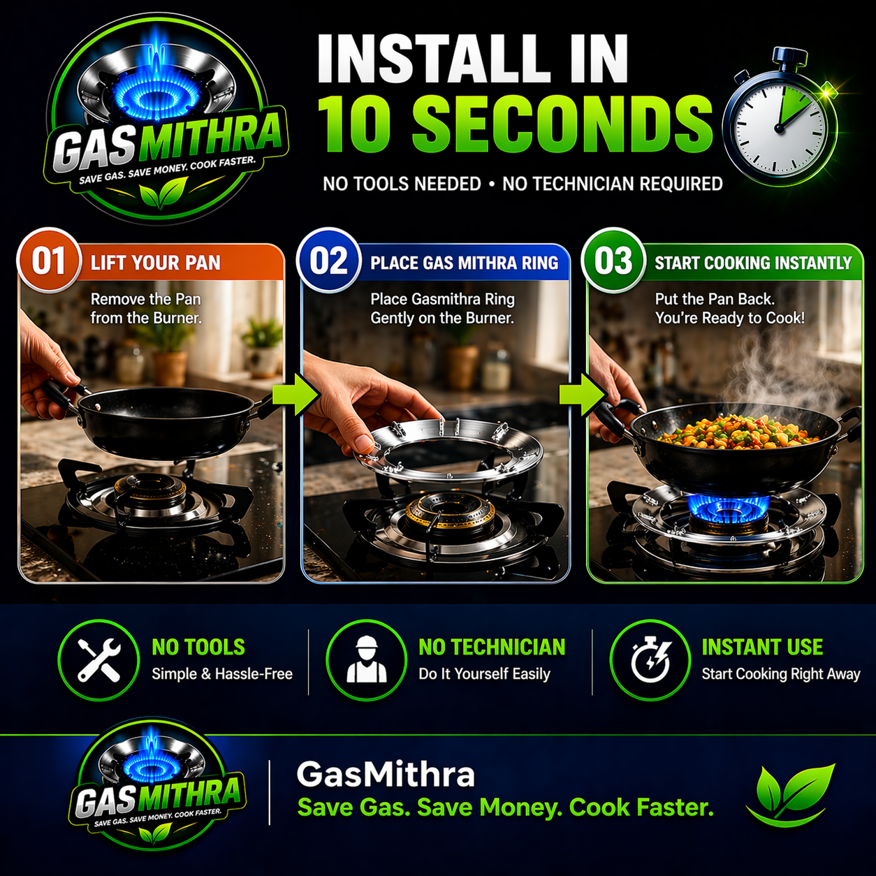 “Upgrade your kitchen: Save gas + light instantly ⚡🔥”