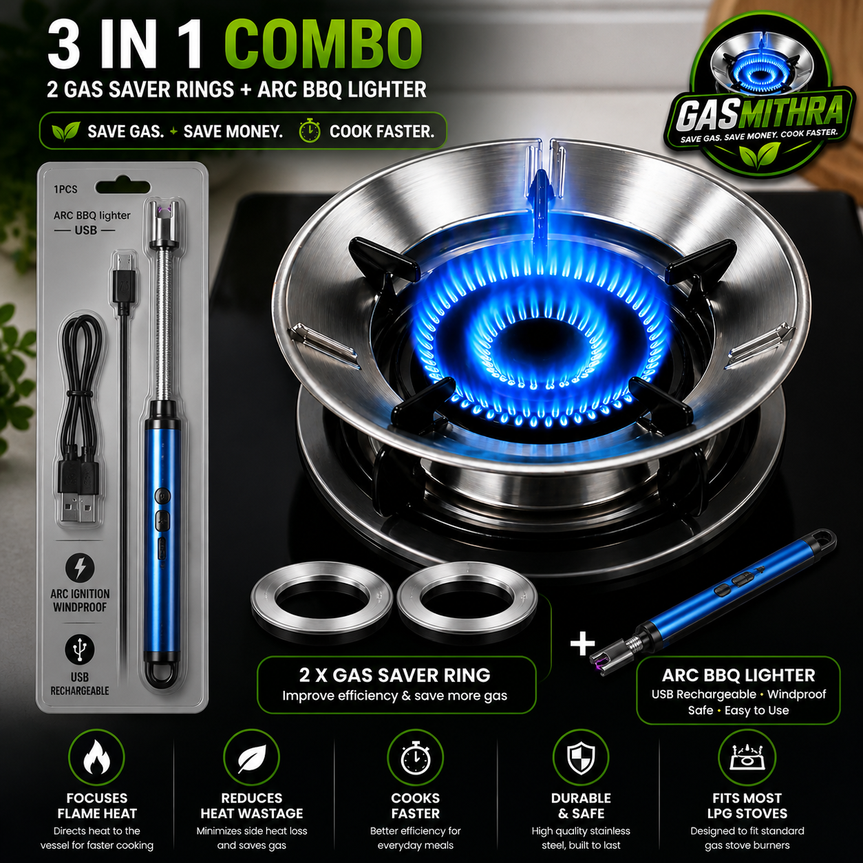 “Upgrade your kitchen: Save gas + light instantly ⚡🔥”